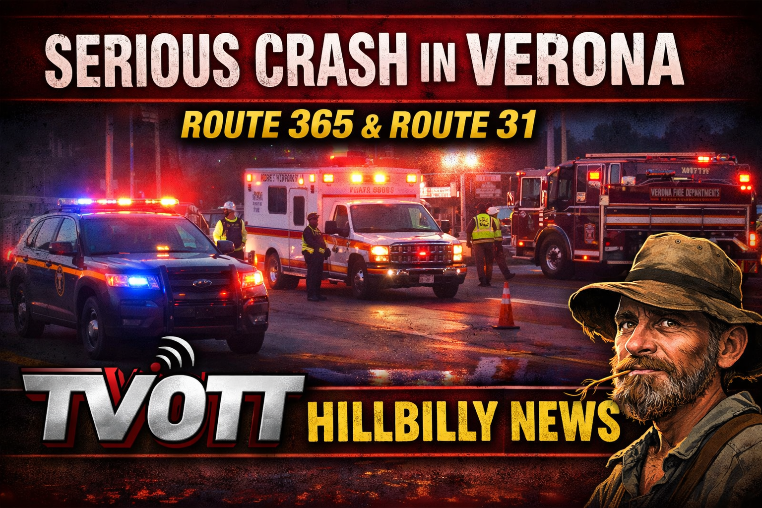 Serious Crash Shuts Down Route 365 & 31 in Verona, Multi-Agency Response Underway
