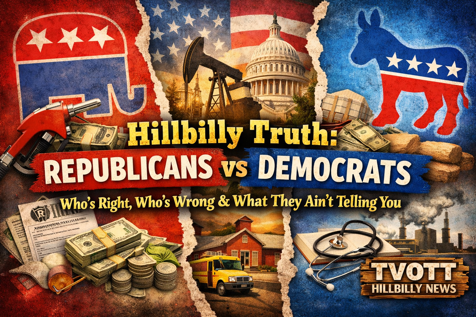 Hillbilly Truth: Republicans vs Democrats — Who’s Right, Who’s Wrong, and What They Ain’t Telling You