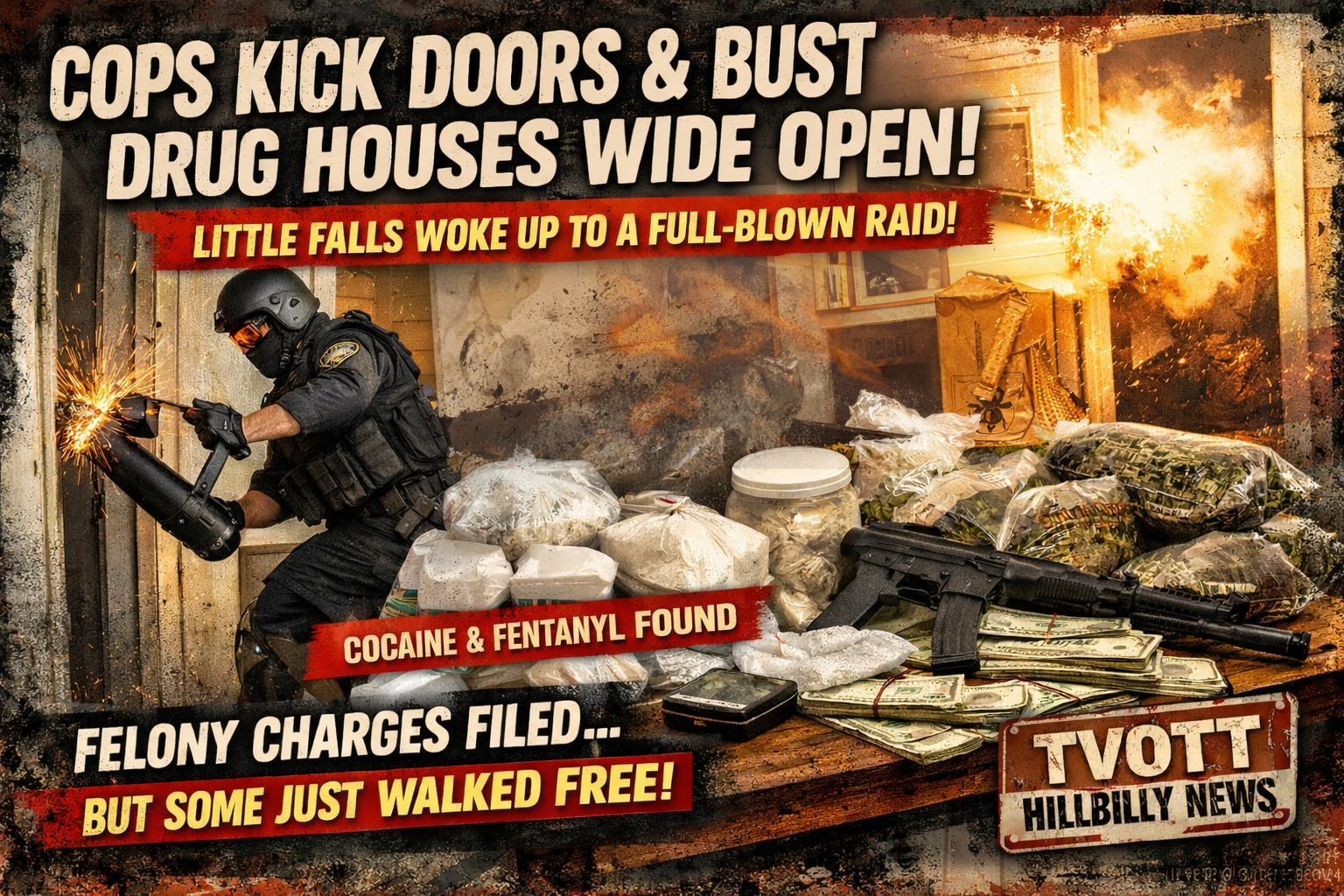 Little Falls Got Woke Up REAL Quick — Cops Kick Doors, Drop Flash Bangs, and Bust Drug Houses Wide Open