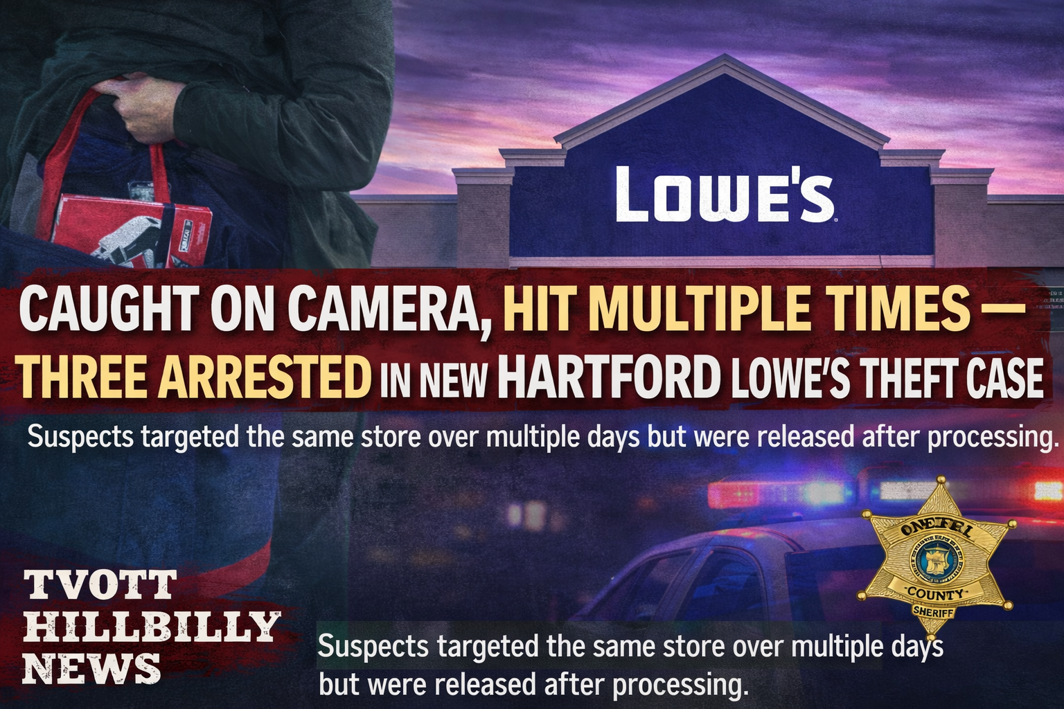 Caught on Camera, Hit Multiple Times — Three Arrested in New Hartford Lowe’s Theft Case