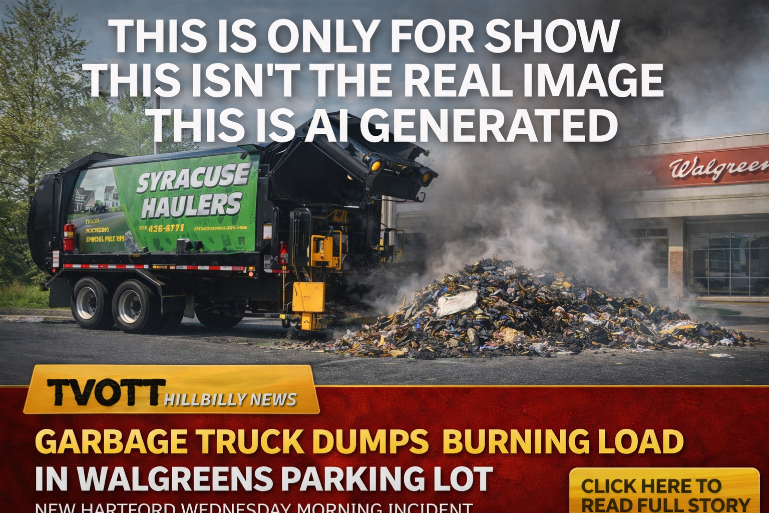 Garbage Truck Dumps Burning Load in Walgreens Parking Lot – New Hartford Morning Turns Chaotic