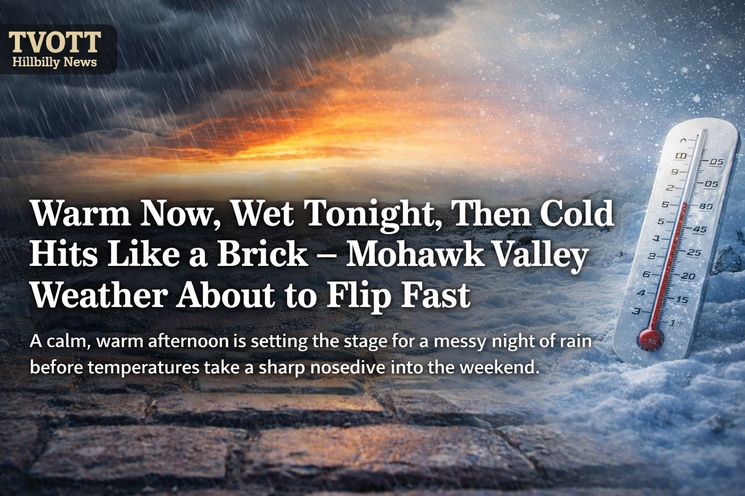 Warm Now, Wet Tonight, Then Cold Hits Like a Brick — Mohawk Valley Weather About to Flip Fast