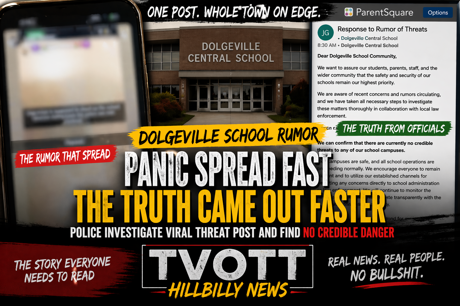 One Post, Whole Town on Edge: Dolgeville School Rumor Sparks Panic Before Truth Comes Out