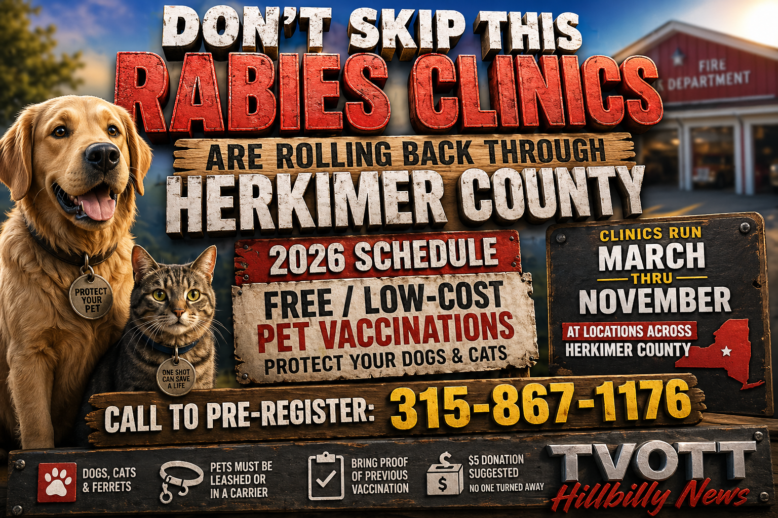Don’t Skip This — Rabies Clinics Are Rolling Back Through Herkimer County and Your Pet Needs It