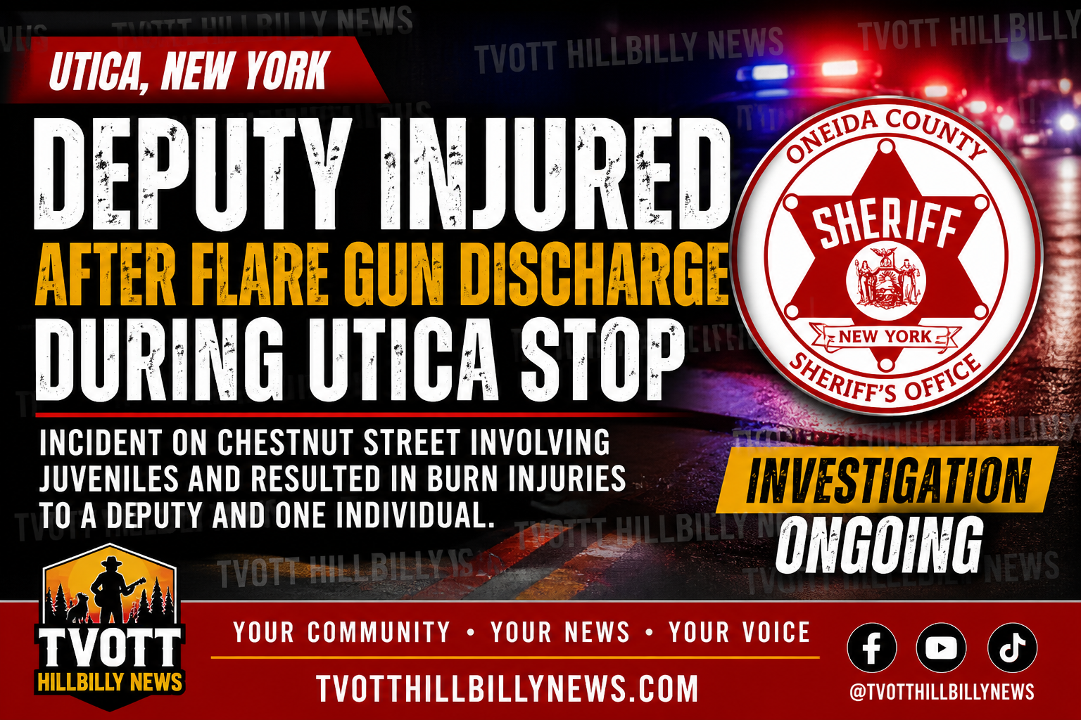 Deputy Injured After Flare Gun Discharge During Utica Stop, Sheriff Says