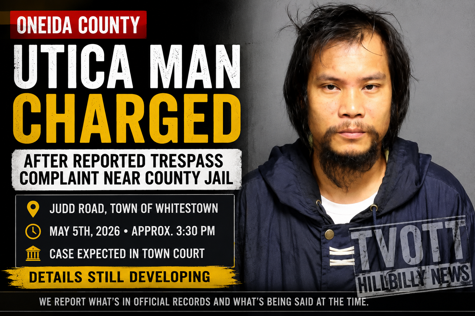Utica Man Charged With Burglary After Reported Trespass Complaint Near Oneida County Jail, Authorities Say